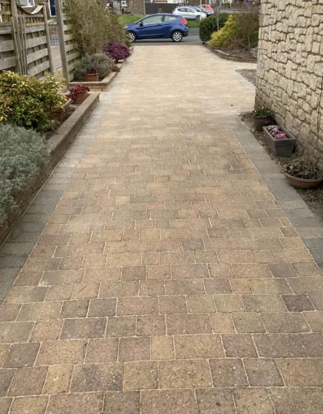 Outdoor paving after pressure washing