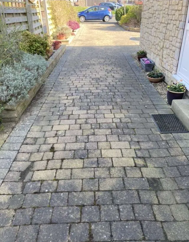 Outdoor paving before pressure washing