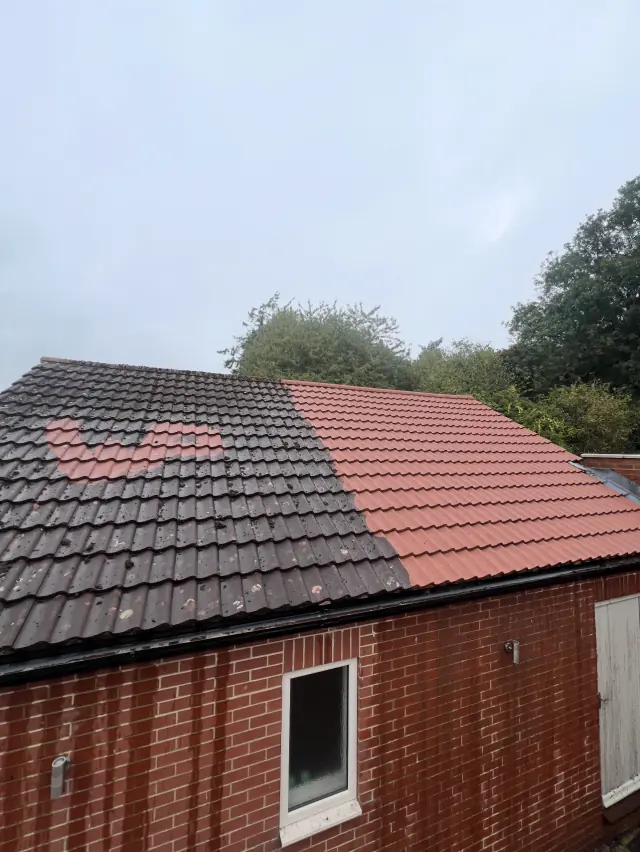 Exterior surface after professional pressure washing by WillPower Washing